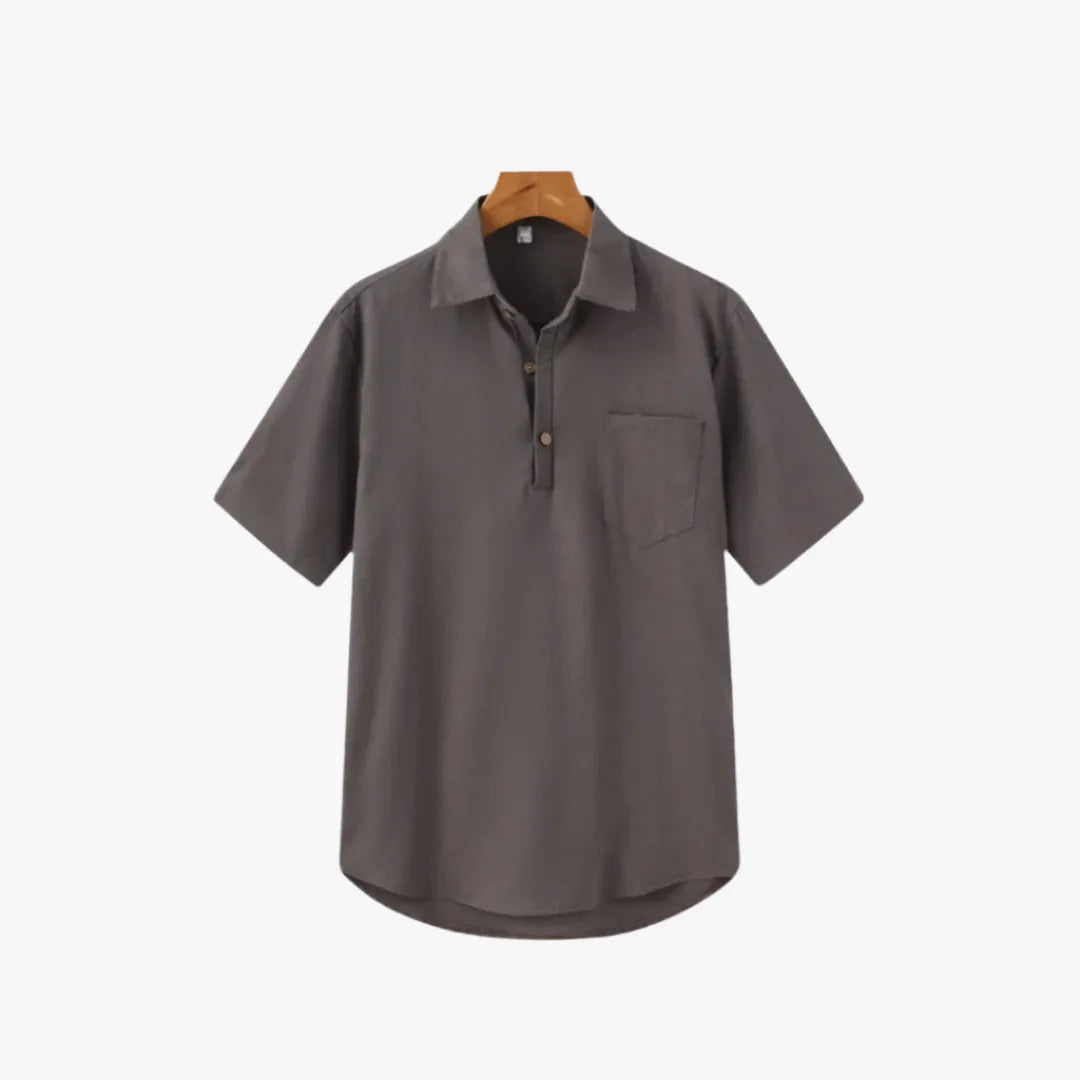 Men’s Linen Polo Shirt – Breathable, Lightweight Casual Summer Top Gray