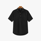 Men’s Linen Polo Shirt – Breathable, Lightweight Casual Summer Top Black