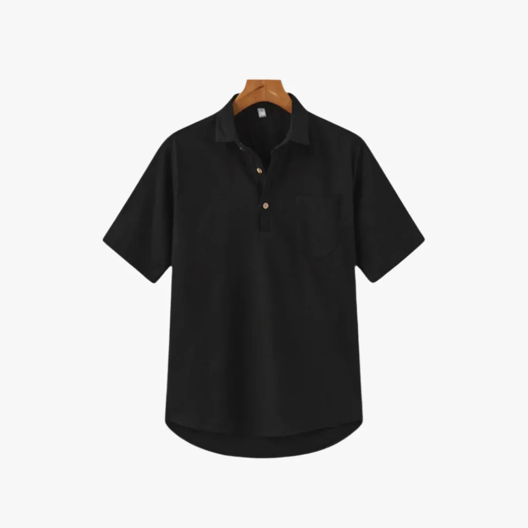 Men’s Linen Polo Shirt – Breathable, Lightweight Casual Summer Top Black