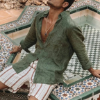 Men's Long Sleeve Linen Shirt - Relaxed Fit, Breathable Casual Wear