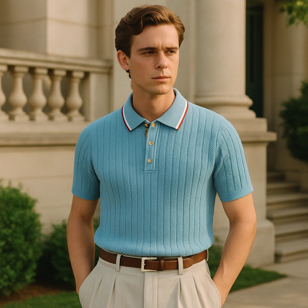 Men’s Mesh Knit Polo Shirt – Breathable, Stylish Casual Collar Tee