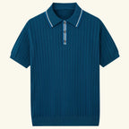Men’s Mesh Knit Polo Shirt – Breathable, Stylish Casual Collar Tee Blue
