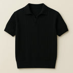 Men’s Mesh Knit Polo Shirt – Breathable, Stylish Casual Collar Tee Black