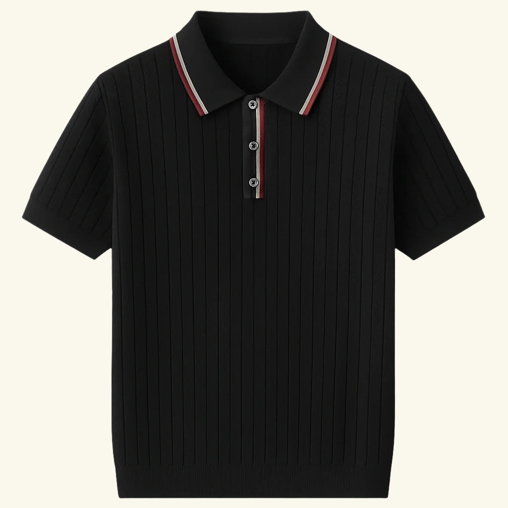 Men’s Mesh Knit Polo Shirt – Breathable, Stylish Casual Collar Tee black