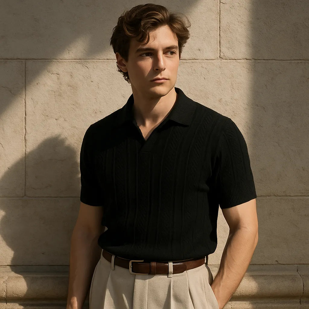 Men’s Mesh Knit Polo Shirt – Breathable, Stylish Casual Collar Tee