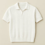 Men’s Mesh Knit Polo Shirt – Breathable, Stylish Casual Collar Tee White