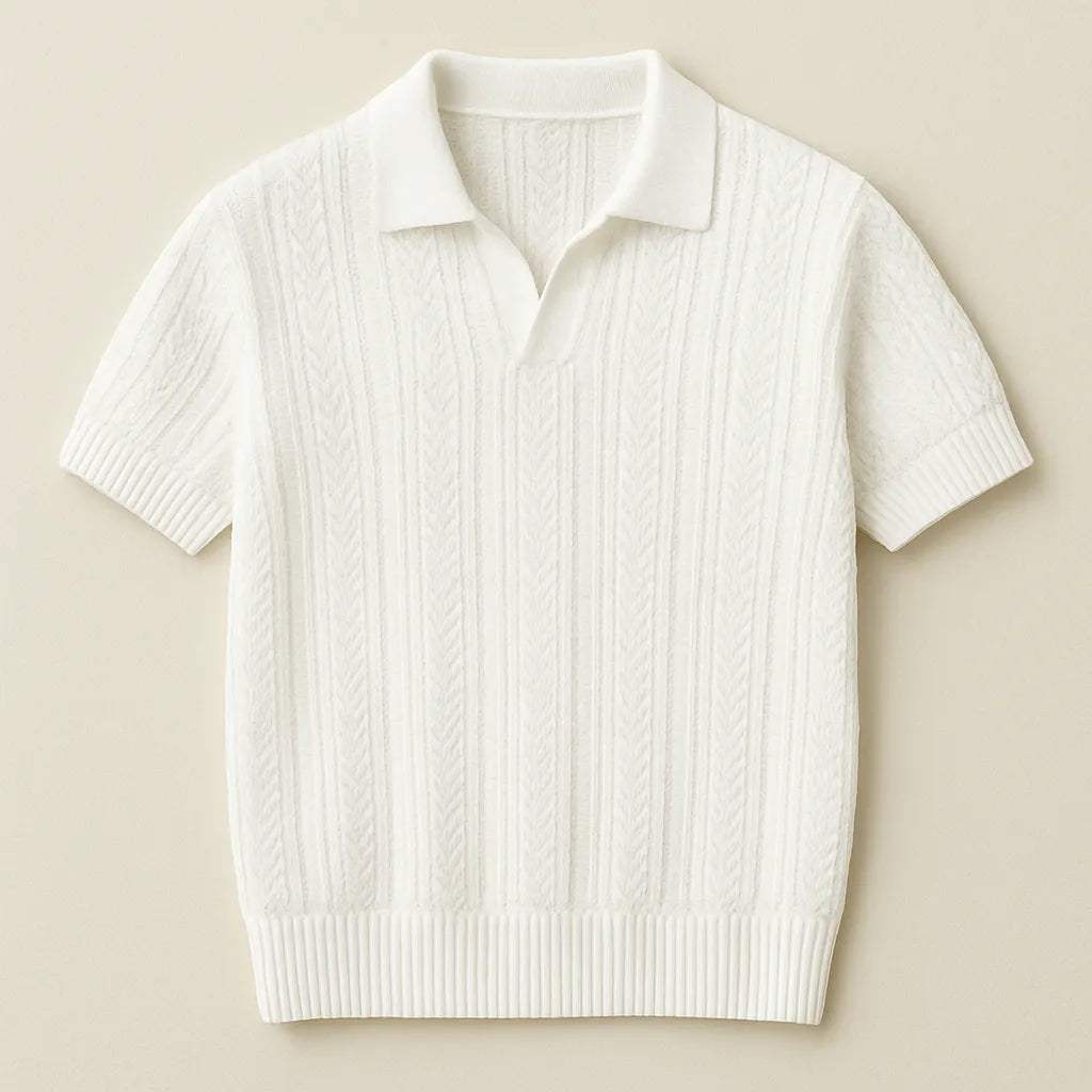 Men’s Mesh Knit Polo Shirt – Breathable, Stylish Casual Collar Tee White
