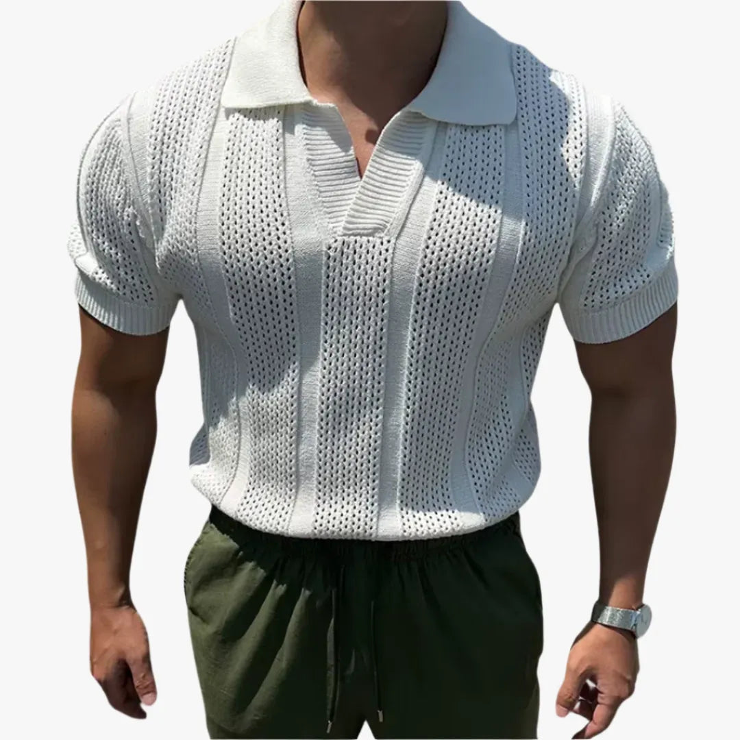 Men’s Mesh Knit Polo Shirt – Breathable, Stylish Casual Collar Tee