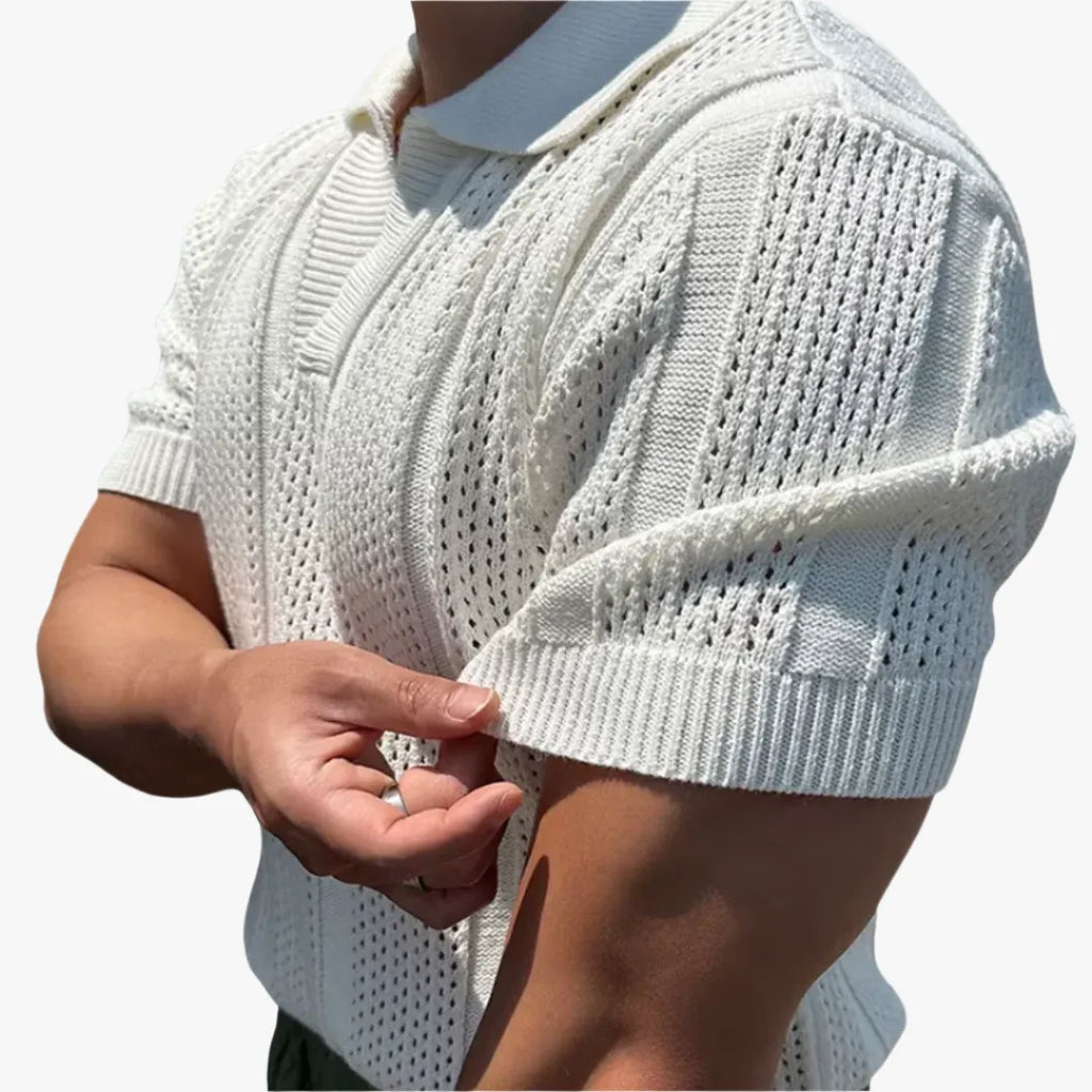 Men’s Mesh Knit Polo Shirt – Breathable, Stylish Casual Collar Tee