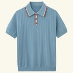 Men’s Mesh Knit Polo Shirt – Breathable, Stylish Casual Collar Tee Light Blue