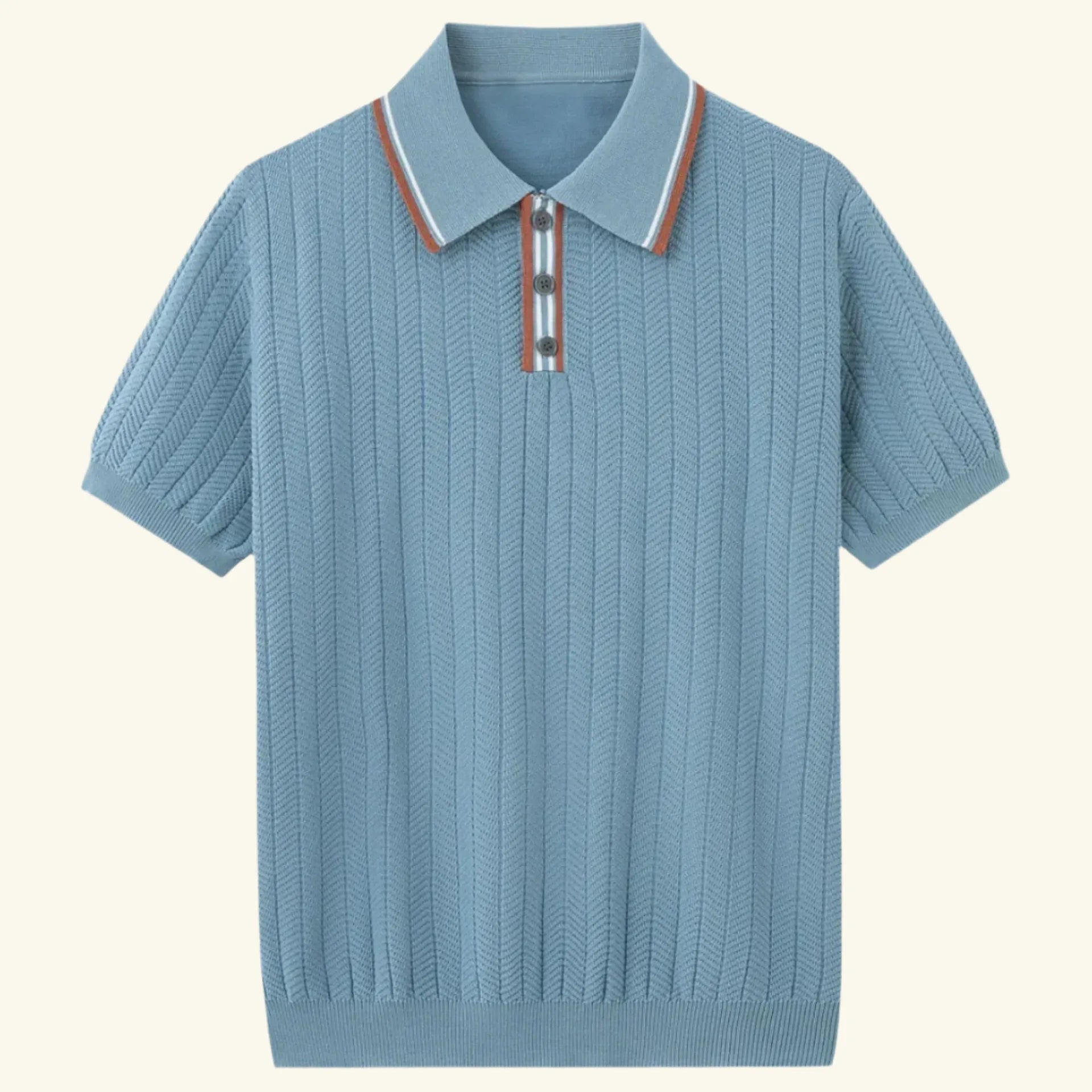 Men’s Mesh Knit Polo Shirt – Breathable, Stylish Casual Collar Tee Light Blue