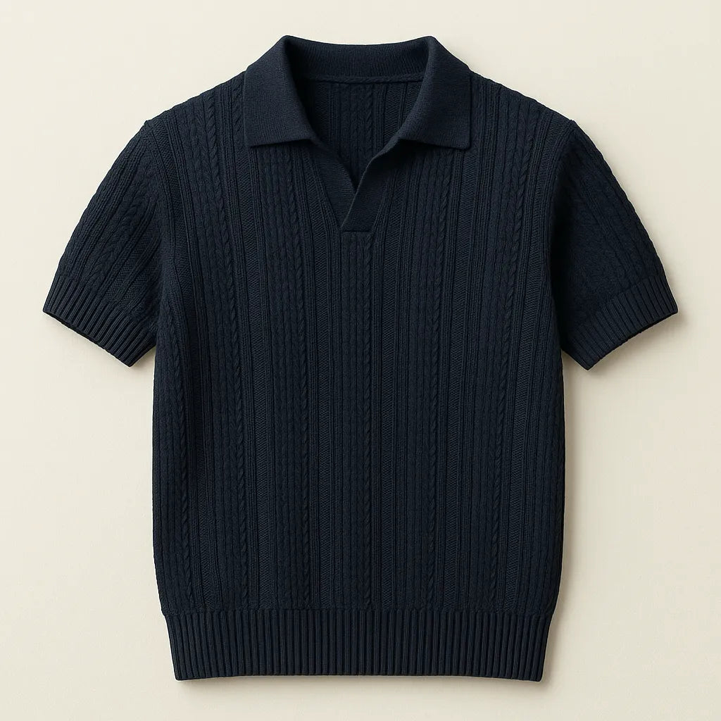 Men’s Mesh Knit Polo Shirt – Breathable, Stylish Casual Collar Tee Navy