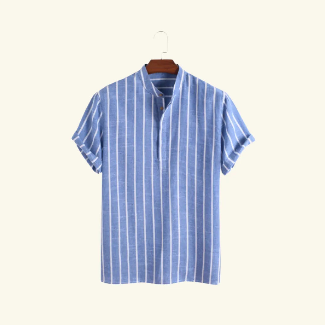 Men’s Organic Cotton Short Sleeve Shirt – Stylish, Comfortable Casual Wear Blue
