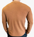 Men’s Oversized Long Sleeve Knitted Cotton-Blend T-Shirt – Breathable O-Neck Casual Streetwear Tee for Spring & Autumn
