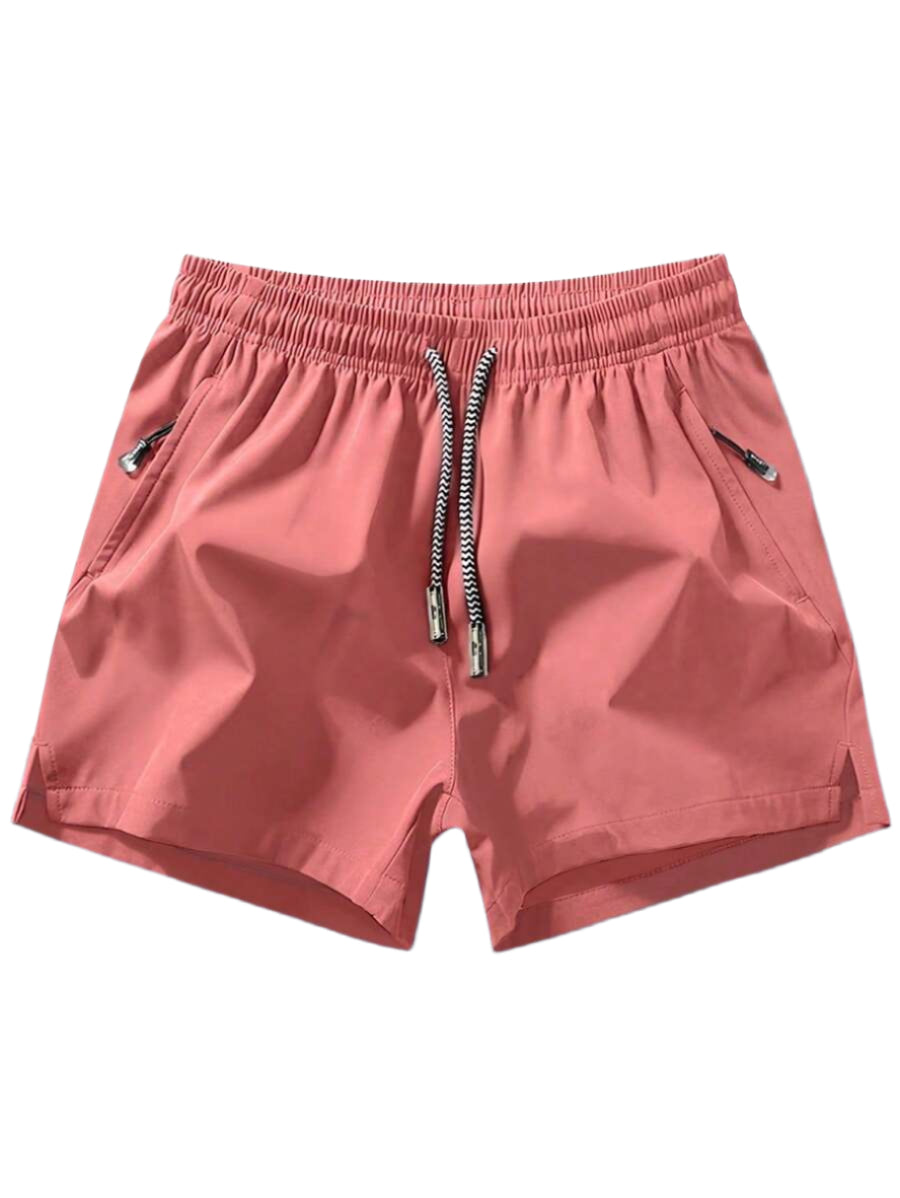 Men's Quick-Dry Athletic Gym Shorts – Lightweight 3" Running Shorts with Zipper Pockets & Moisture-Wicking Fabric Pink