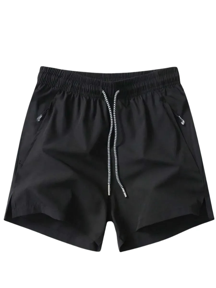Men's Quick-Dry Athletic Gym Shorts – Lightweight 3" Running Shorts with Zipper Pockets & Moisture-Wicking Fabric Black
