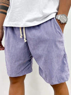 Men's Relaxed Fit Corduroy Shorts – Soft, Lightweight Summer Essential Purple