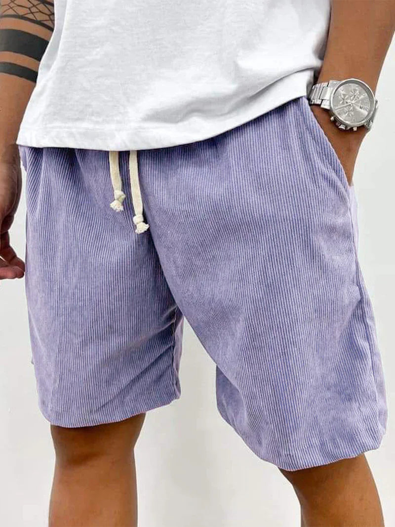Men's Relaxed Fit Corduroy Shorts – Soft, Lightweight Summer Essential Purple