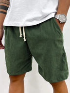 Men's Relaxed Fit Corduroy Shorts – Soft, Lightweight Summer Essential Green