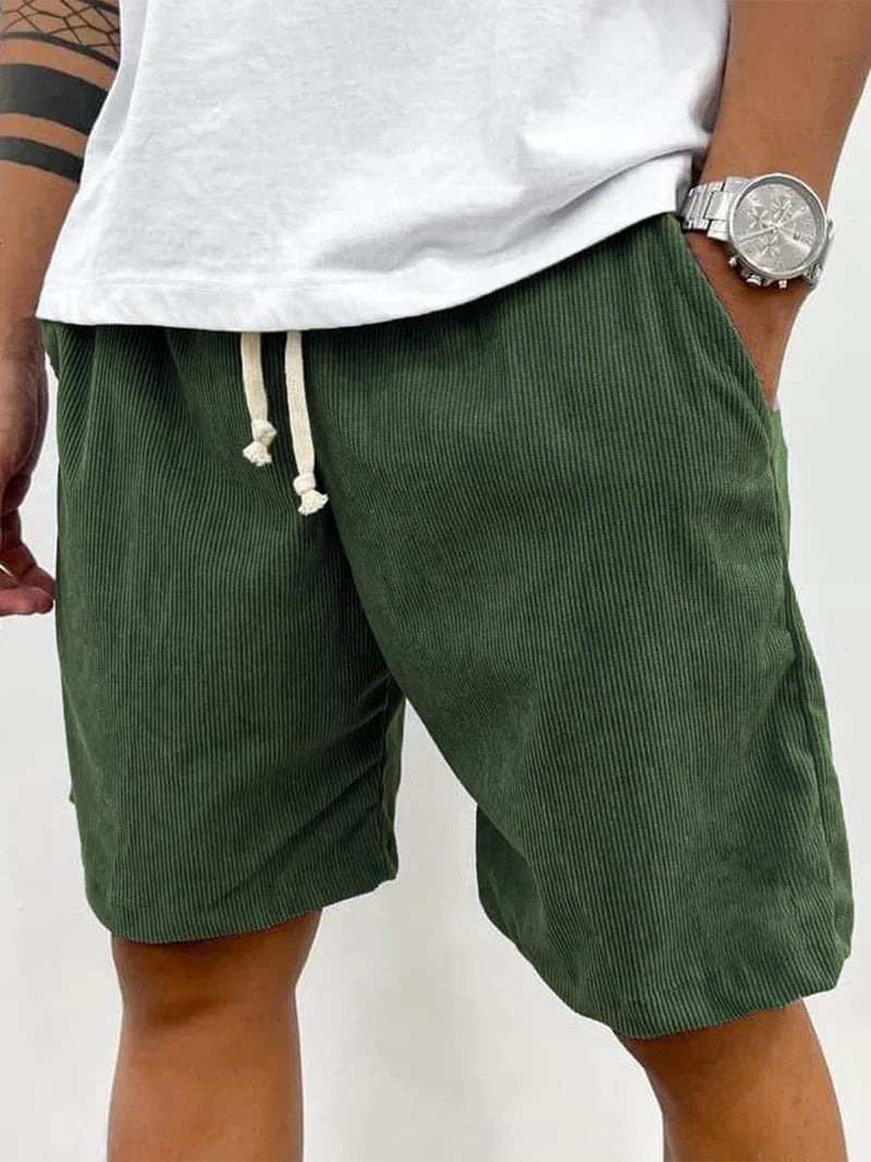 Men's Relaxed Fit Corduroy Shorts – Soft, Lightweight Summer Essential Green