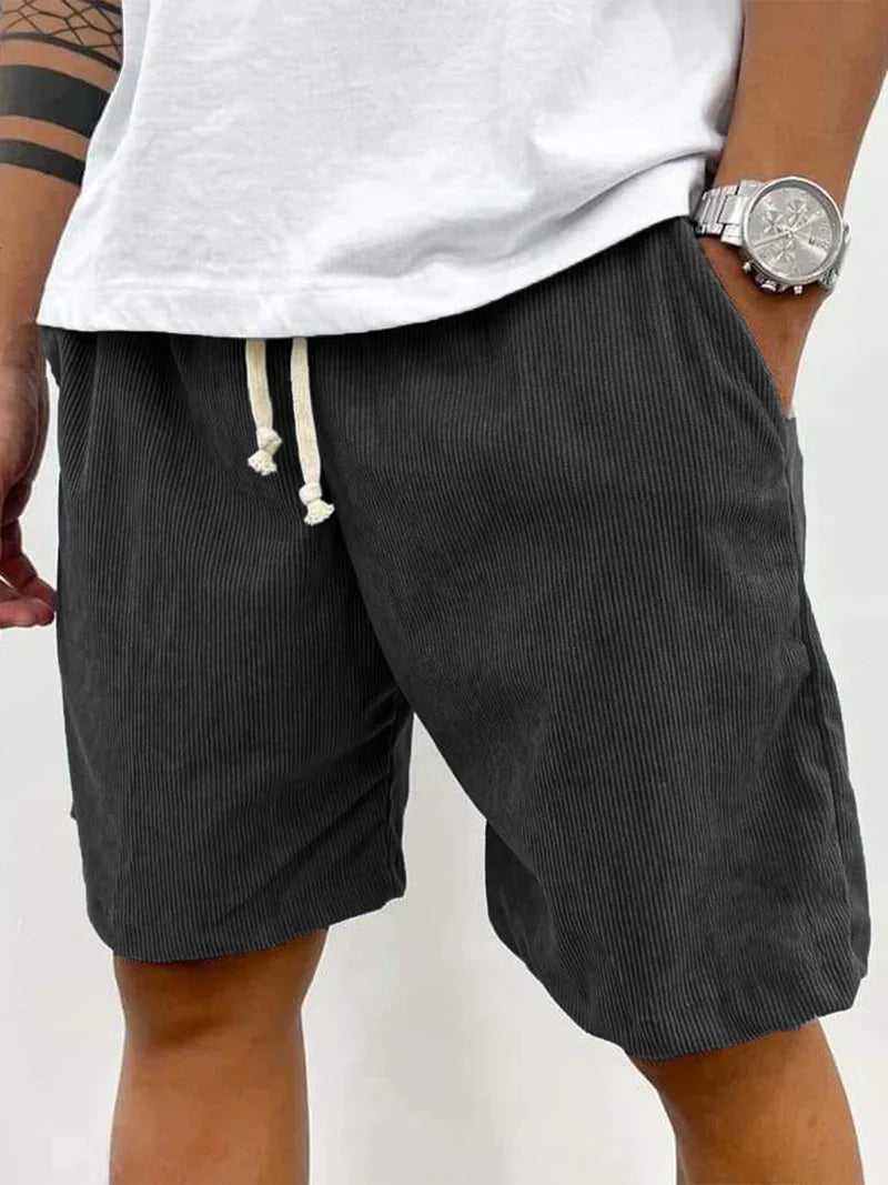 Men's Relaxed Fit Corduroy Shorts – Soft, Lightweight Summer Essential Black