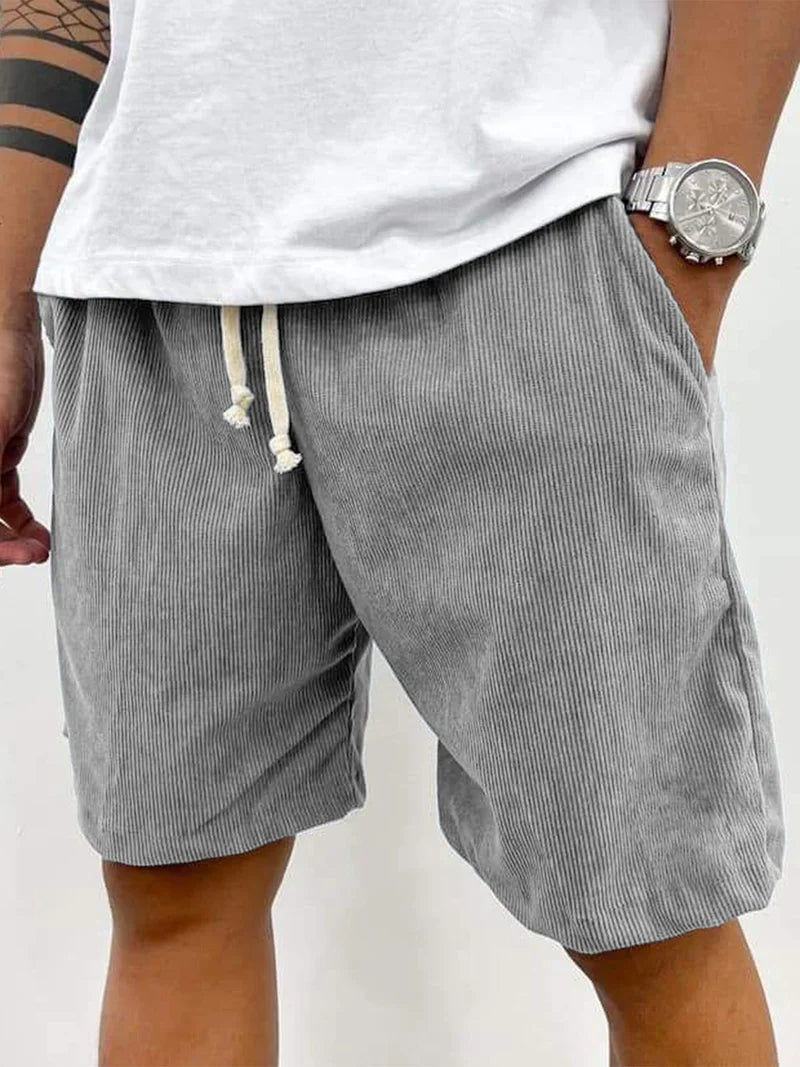 Men's Relaxed Fit Corduroy Shorts – Soft, Lightweight Summer Essential Grey
