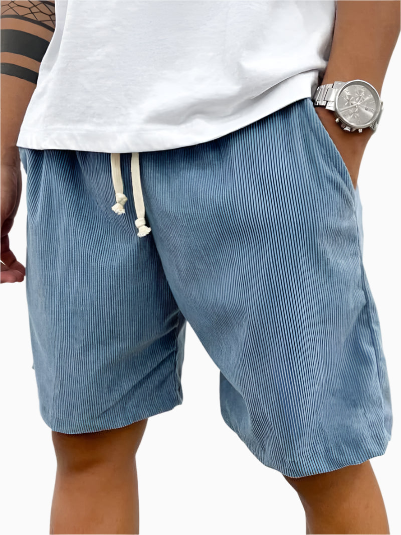 Men's Relaxed Fit Corduroy Shorts – Soft, Lightweight Summer Essential Blue