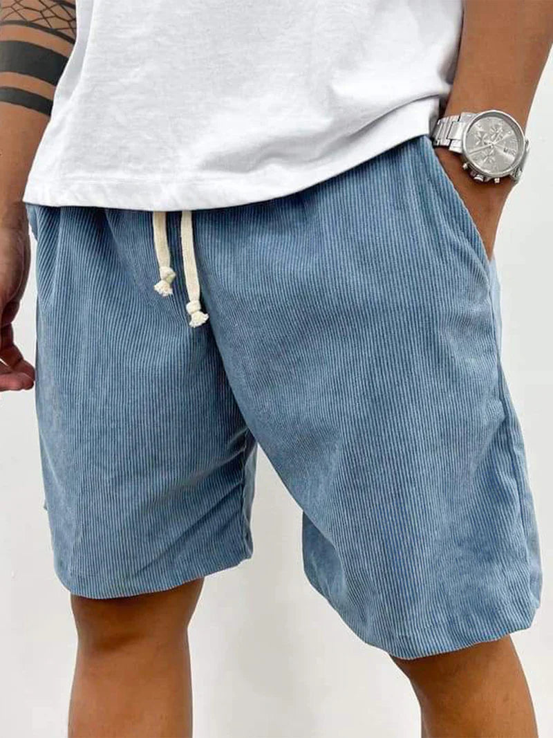 Men's Relaxed Fit Corduroy Shorts – Soft, Lightweight Summer Essential Blue