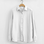 Men's Relaxed Fit Long Sleeve Linen Shirt - Breathable Casual Wear for Summer White