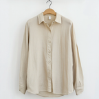 Men's Relaxed Fit Long Sleeve Linen Shirt - Breathable Casual Wear for Summer Beige