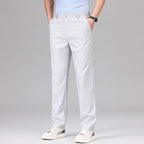 Men's Relaxed Fit Tencel Linen Blend Straight-Leg Trousers - Lightweight & Breathable for Summer Blue