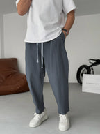 Men's Relaxed Linen Trousers – Lightweight Straight-Leg Summer Essentials Grey