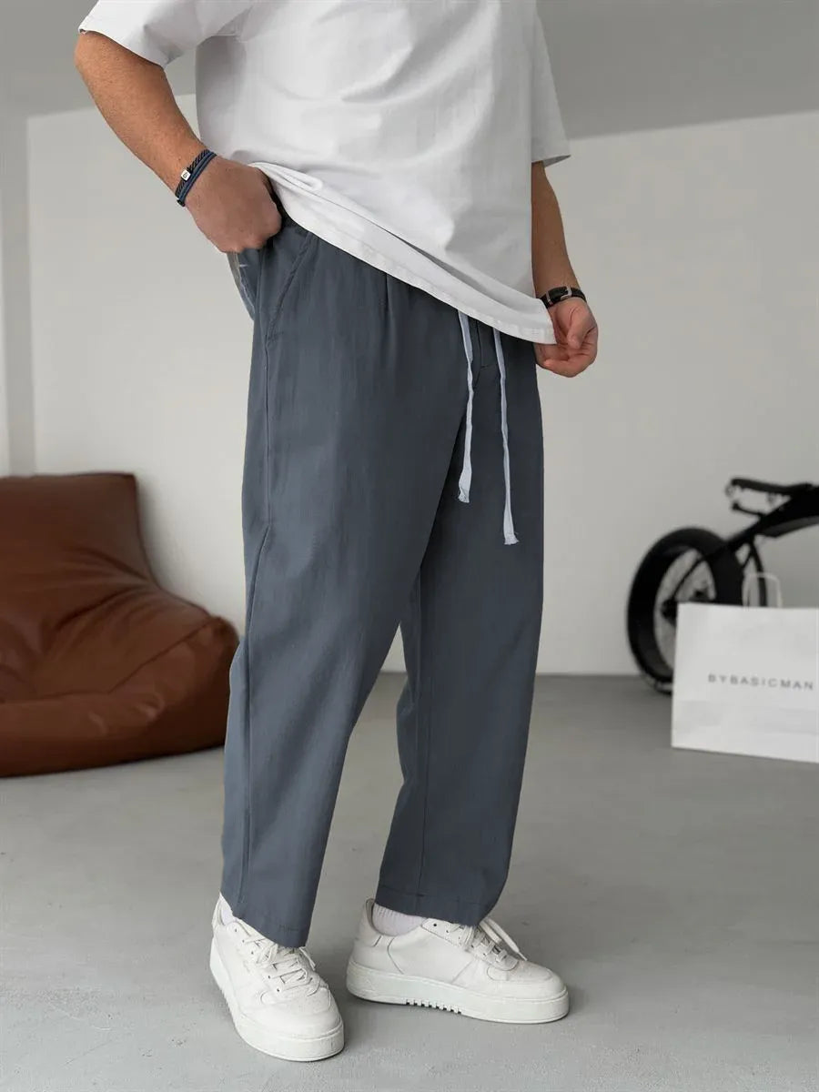 Men's Relaxed Linen Trousers – Lightweight Straight-Leg Summer Essentials