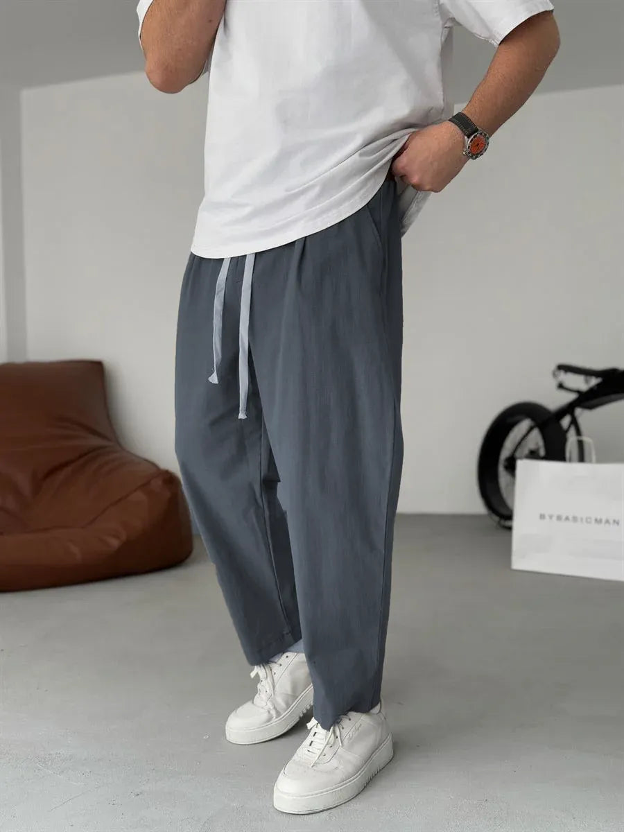 Men's Relaxed Linen Trousers – Lightweight Straight-Leg Summer Essentials