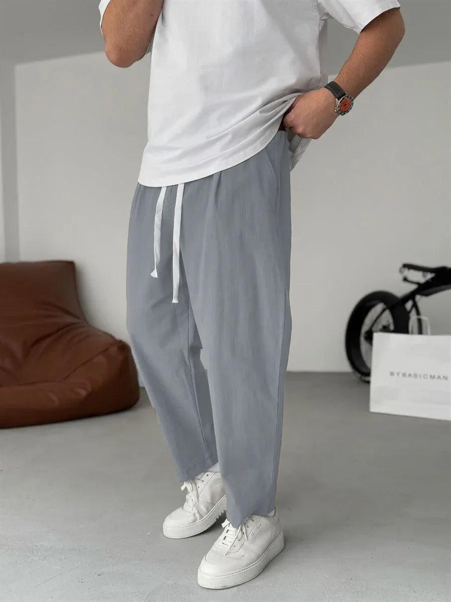 Men's Relaxed Linen Trousers – Lightweight Straight-Leg Summer Essentials