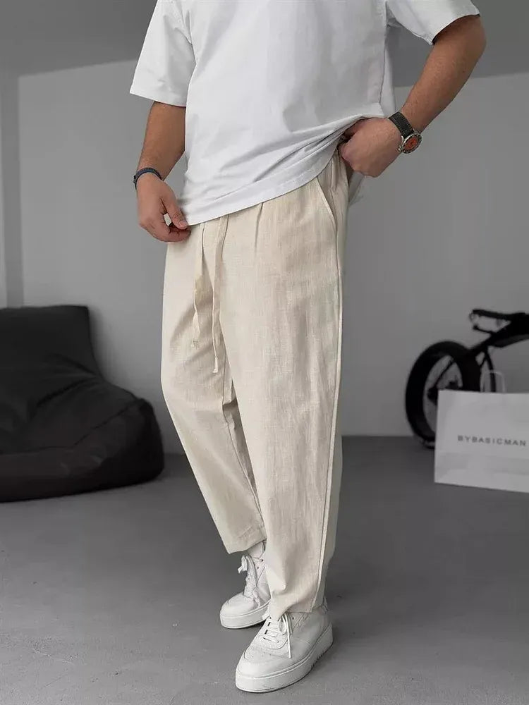 Men's Relaxed Linen Trousers – Lightweight Straight-Leg Summer Essentials