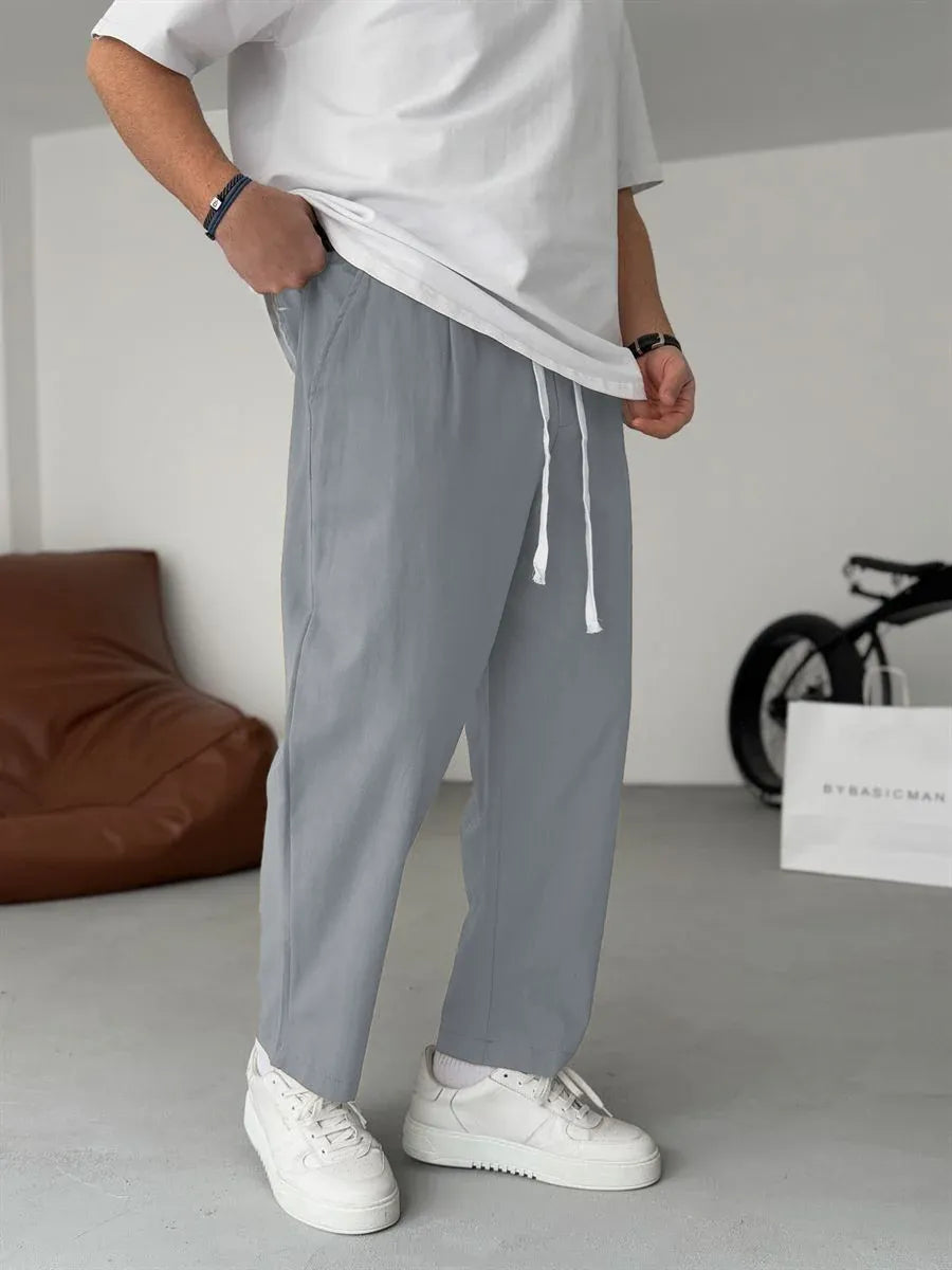 Men's Relaxed Linen Trousers – Lightweight Straight-Leg Summer Essentials