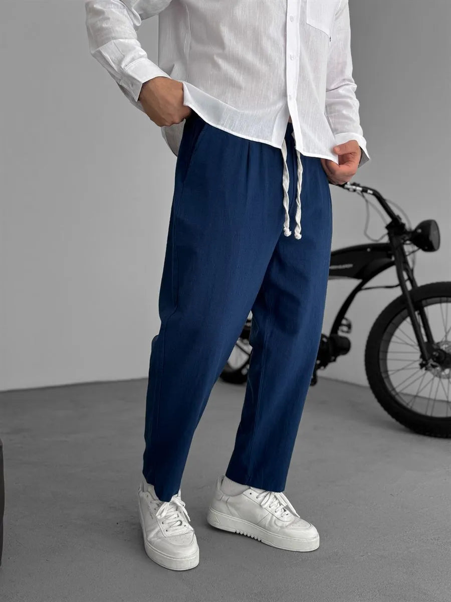 Men's Relaxed Linen Trousers – Lightweight Straight-Leg Summer Essentials