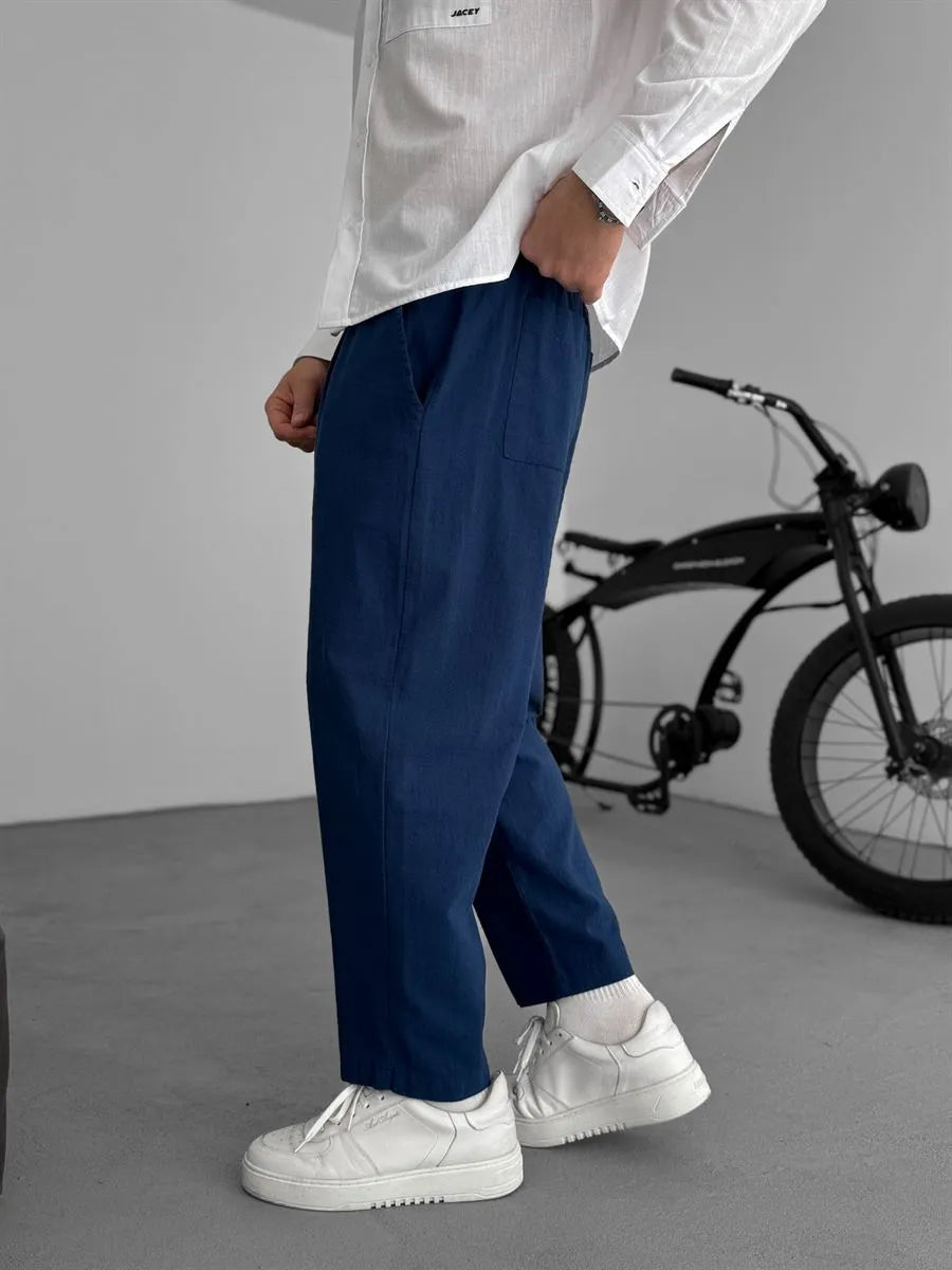 Men's Relaxed Linen Trousers – Lightweight Straight-Leg Summer Essentials