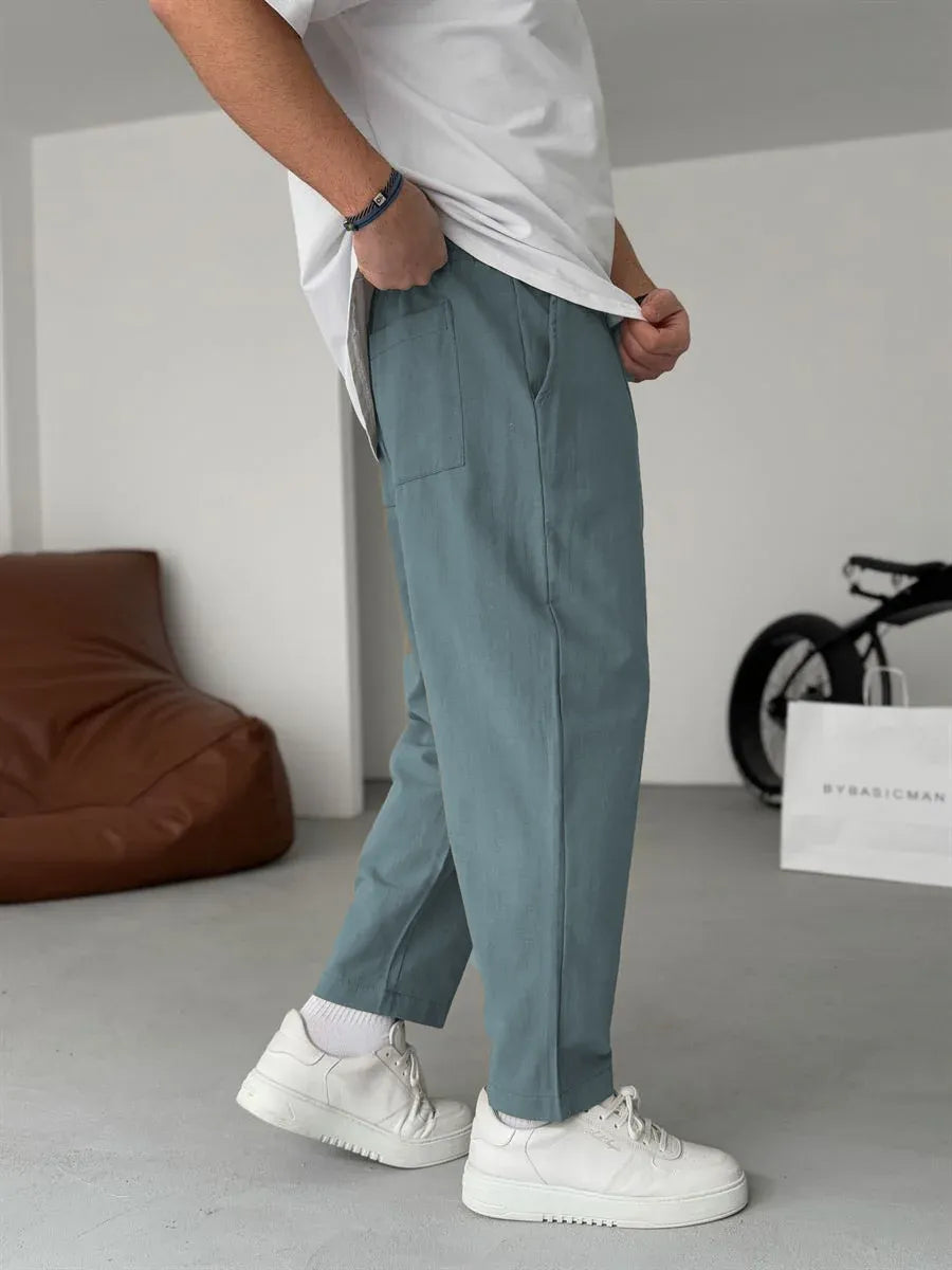 Men's Relaxed Linen Trousers – Lightweight Straight-Leg Summer Essentials
