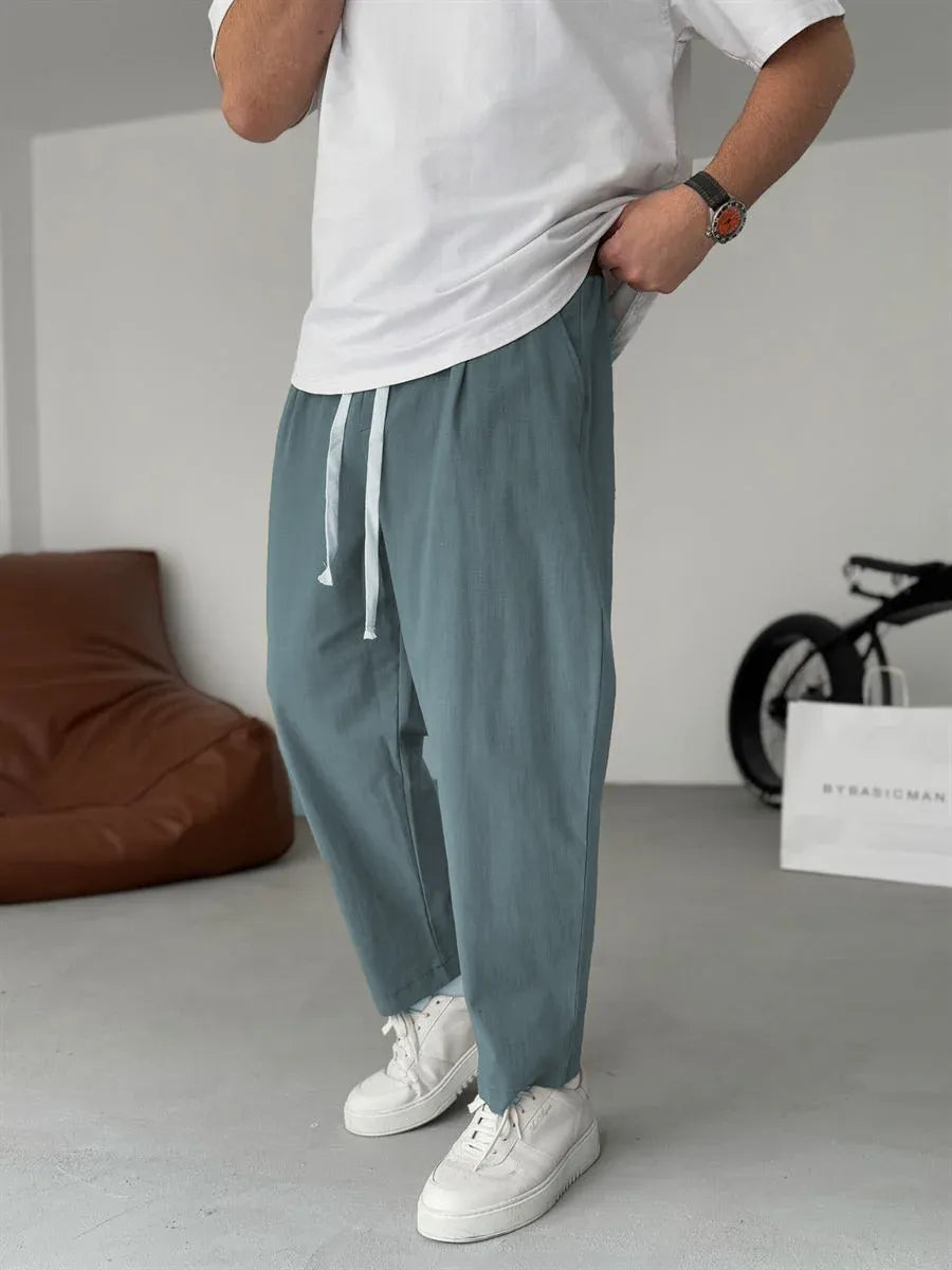 Men's Relaxed Linen Trousers – Lightweight Straight-Leg Summer Essentials