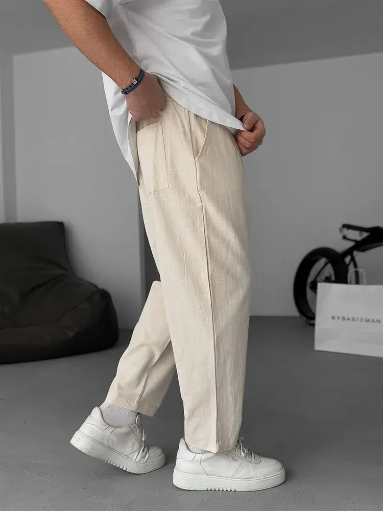 Men's Relaxed Linen Trousers – Lightweight Straight-Leg Summer Essentials