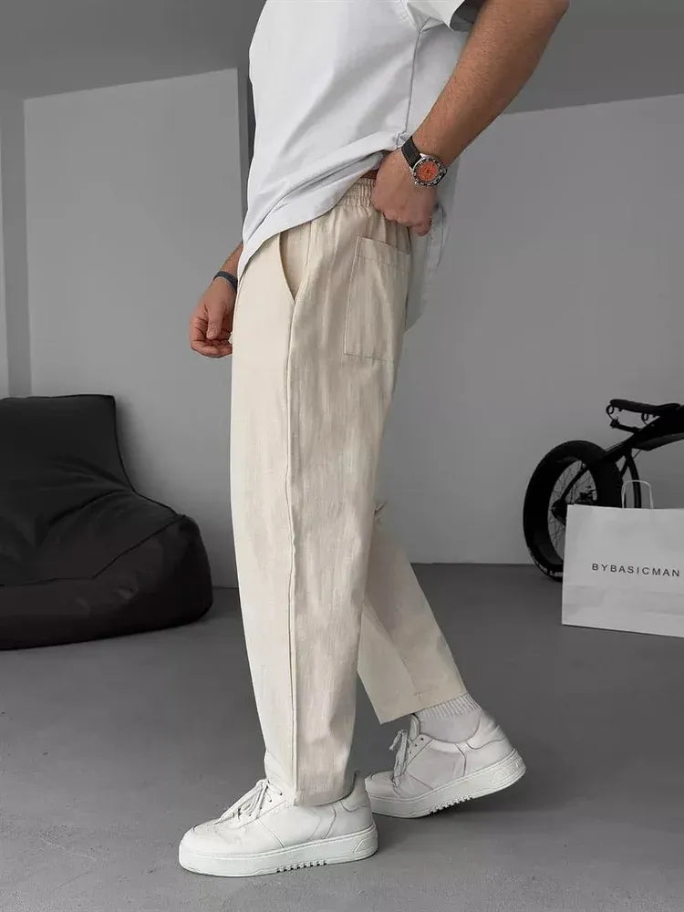 Men's Relaxed Linen Trousers – Lightweight Straight-Leg Summer Essentials