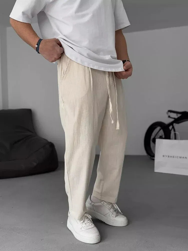 Men's Relaxed Linen Trousers – Lightweight Straight-Leg Summer Essentials