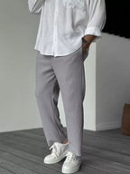 Men’s Ribbed Lounge Trousers – Soft Textured Relaxed Fit for Everyday Comfort Grey
