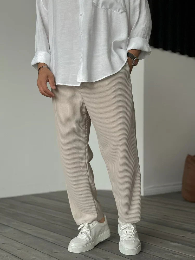 Men’s Ribbed Lounge Trousers – Soft Textured Relaxed Fit for Everyday Comfort