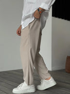 Men’s Ribbed Lounge Trousers – Soft Textured Relaxed Fit for Everyday Comfort