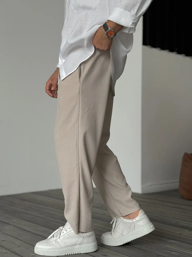 Men’s Ribbed Lounge Trousers – Soft Textured Relaxed Fit for Everyday Comfort