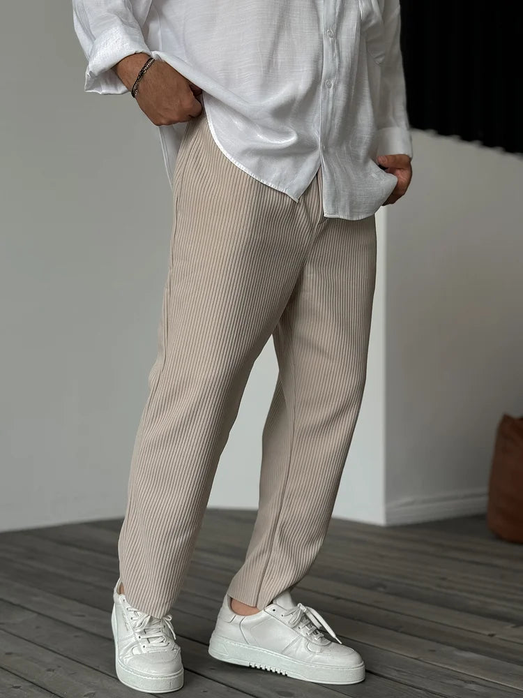 Men’s Ribbed Lounge Trousers – Soft Textured Relaxed Fit for Everyday Comfort