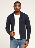 Men's Ribbed Lightweight Smart-Casual Cardigan Style Zip Knit Jacket